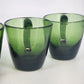 Indiana Glass Cups Avocado Green Blown Art Glass Set of 4 Starburst Base Handle