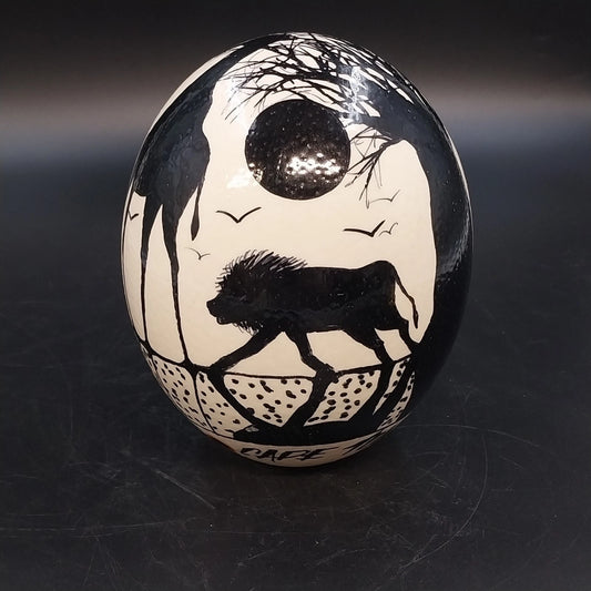 Hand Painted Ostrich Egg Art Cape Town South Africa Safari Wildlife Decor 5.5"