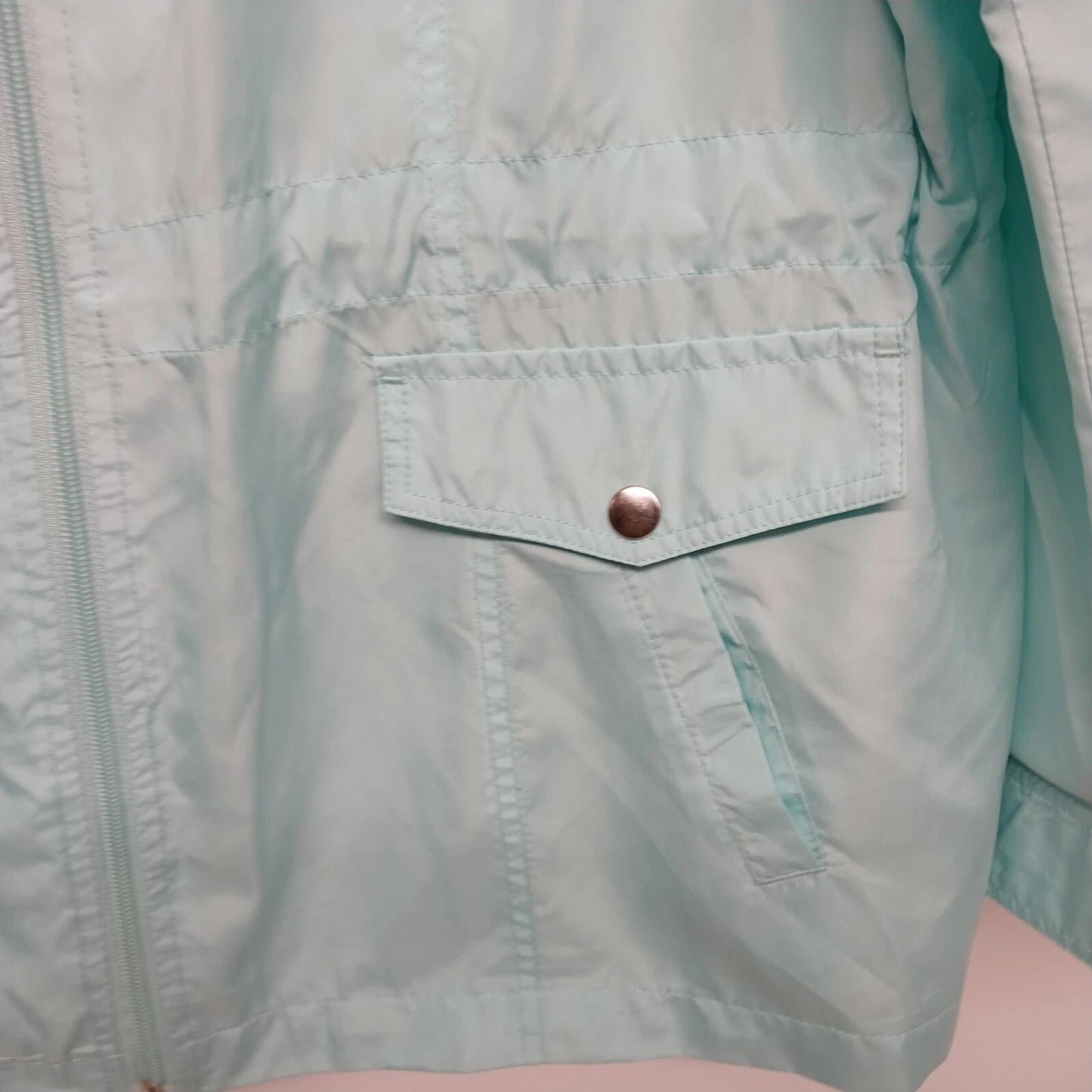 Studio Works Women's XL Light Blue Lightweight Zip Jacket 4 Pockets Drawstring