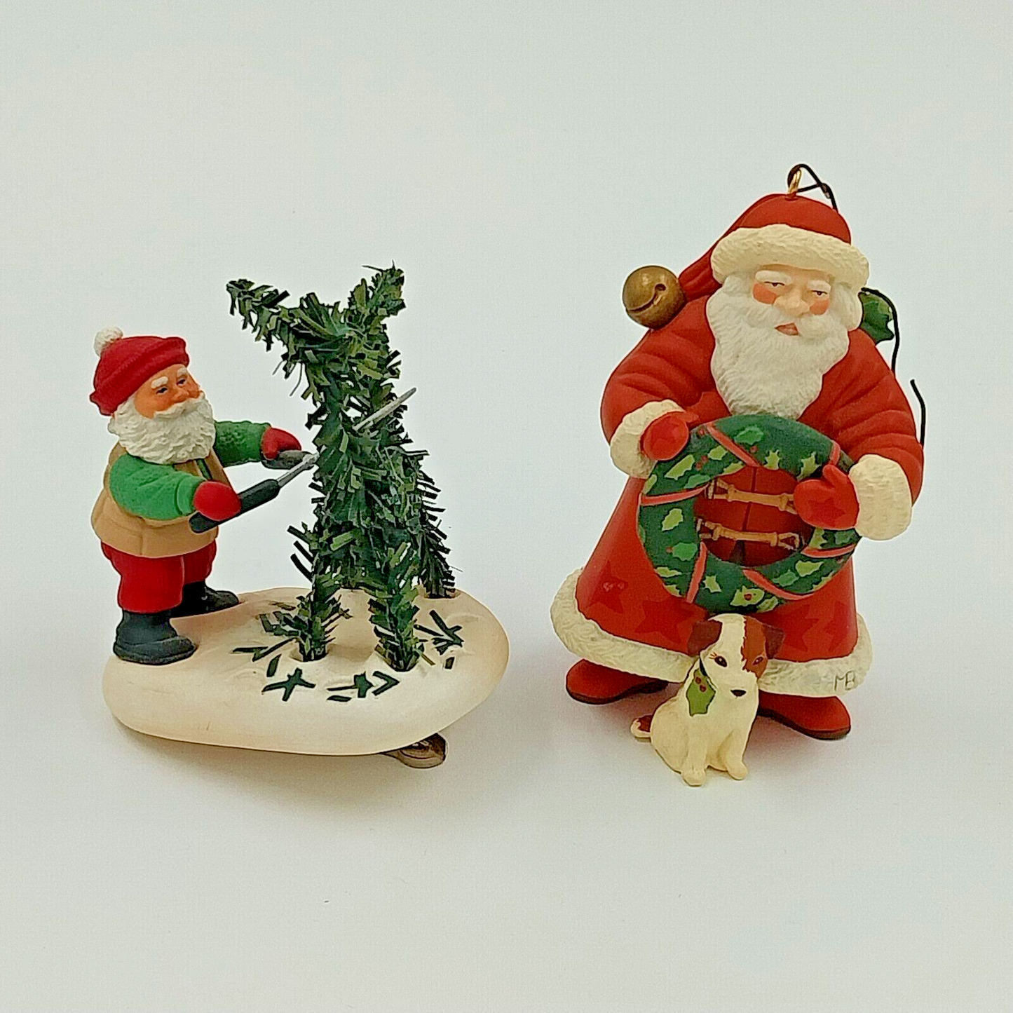 2 Hallmark Keepsake 1997 Christmas Ornaments SANTA'S FRIEND and Prize Topiary