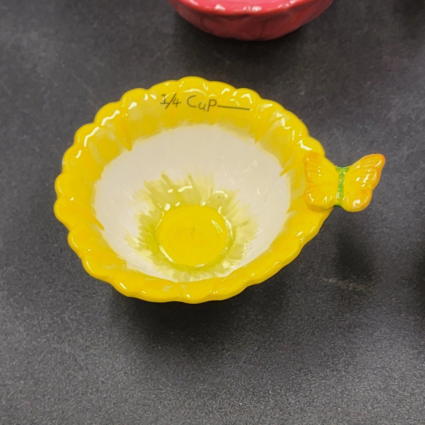 Cupcakes & Cartwheels Ceramic Butterfly Measuring Cups Nesting Set Flower Shape