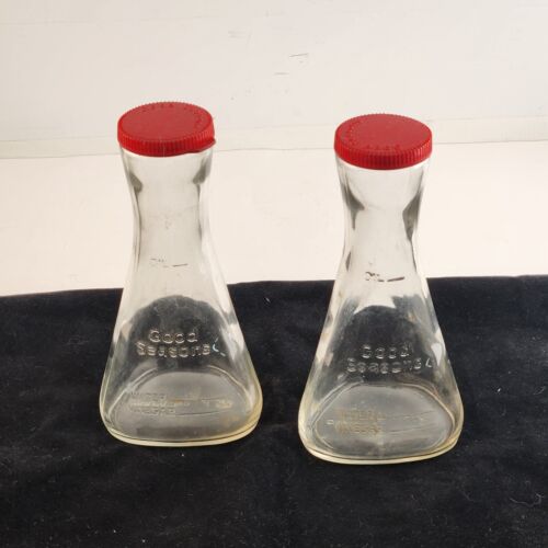 Good Seasons Cruet Set of 2 Glass Bottles Vintage Vinegar Water and Oil Storage