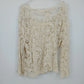 Adiva Cream Crochet Lace Boho Top Women's XL Long Sleeve Sheer Cotton Overlay