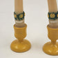 2 pc Erzgebirge Wood Miniature Candle Holders Tapers Yellow West Germany 5"