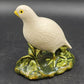 Ceramic Bird Figurine White Partridge on Green Foliage by Cort's Ceramics 7.5"h