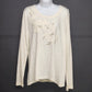 Sonoma Goods For Life XL Cream Long Sleeve Tee Lace Flower Pearl Bead Detail 24"