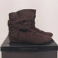 Rampage Beckett Brown Faux Suede Ankle Boots Shoe Womens 7.5 Bow Slouchy China