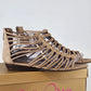 Bella Marie Gladiator Wedge Sandals Womens 8 Taupe Cage Style