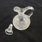 Pressed Glass Round Cruet Square Stopper Loop Handle Short Spout Vintage 5¼" H