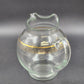Round Bubble Shape Clear Glass Pitcher with 3 Gold Stripes & Ice Lip 8.5” 1950's