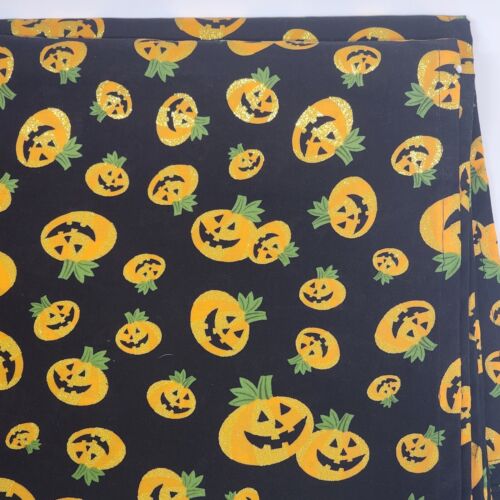 Black and Orange Halloween Pumpkin Pattern Linen Tablecloth 104 x 43 Inches