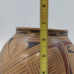 Handmade Mexican Pottery Bowl Geometric Bird Motif Tan Black Red 7" Round Bottom