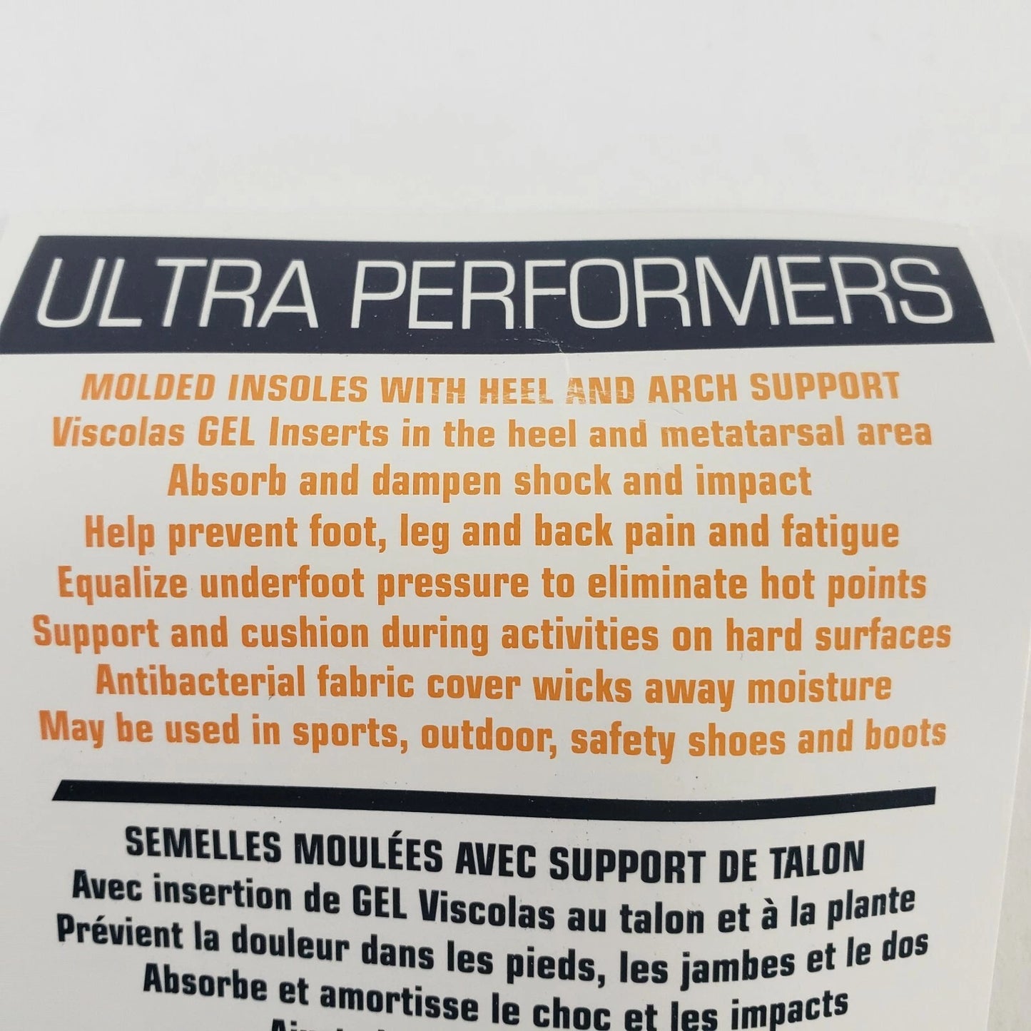 Impacto Viscolas Anti-Fatigue Insoles Gel Heel & Arch Support Men’s Size 5–7 NOS