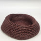 Women's Burgundy Woven Straw Cloche Sun Hat Rolled Brim Open Weave One Size Vtg