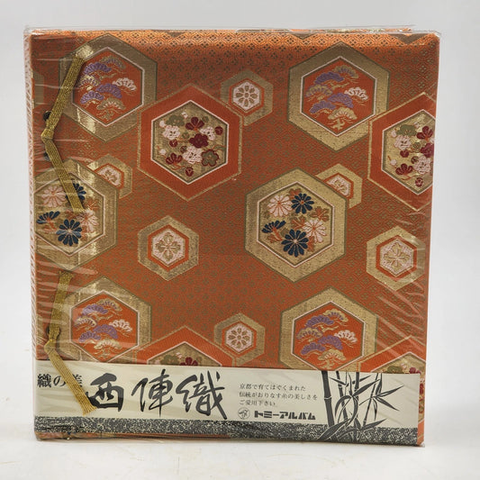 Japanese Nishijin-ori Fabric Photo Album Red Gold Silk Metallic Brocade NEW