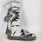 Muk Luks Women Slipper Boots Size 8-9 Knit Fair Isle Pattern Faux Fur Lined Grey