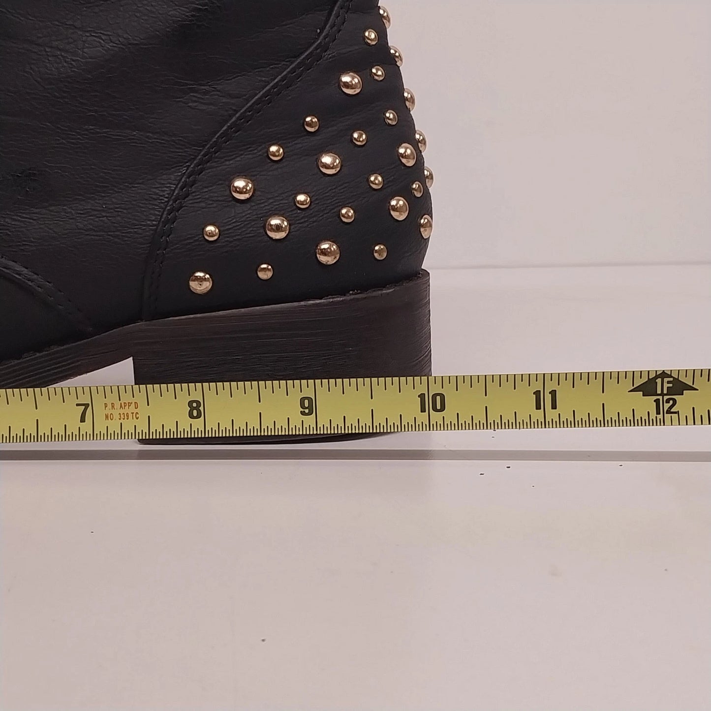 Via Pinky Annika Black Combat Boots Womens 8 Gold Studded