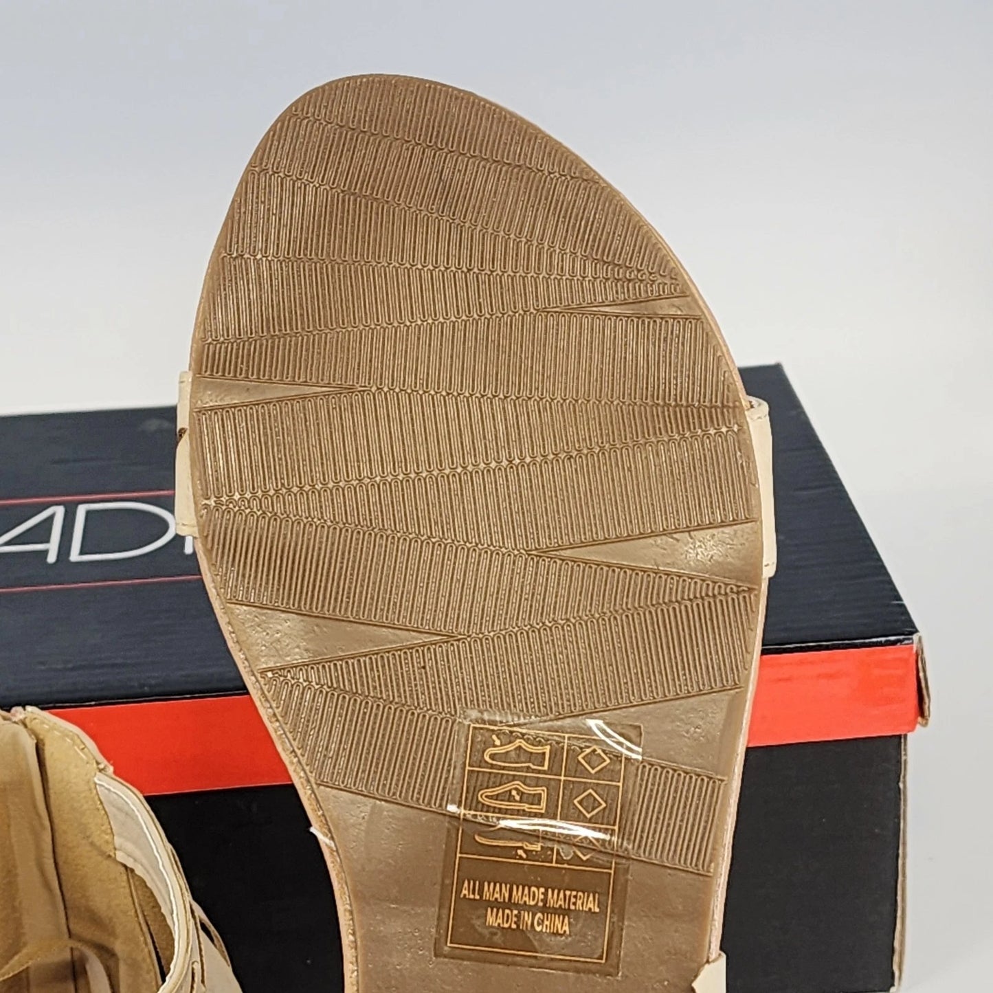Adrianna Cathy-8 Beige Gladiator Sandals Women's 8 Fringe Ankle Height Zip NIB