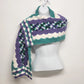 Hand Crochet Scarf Purple Aqua Wave Pattern Mermaid Vibes Shimmer Afghan Knit