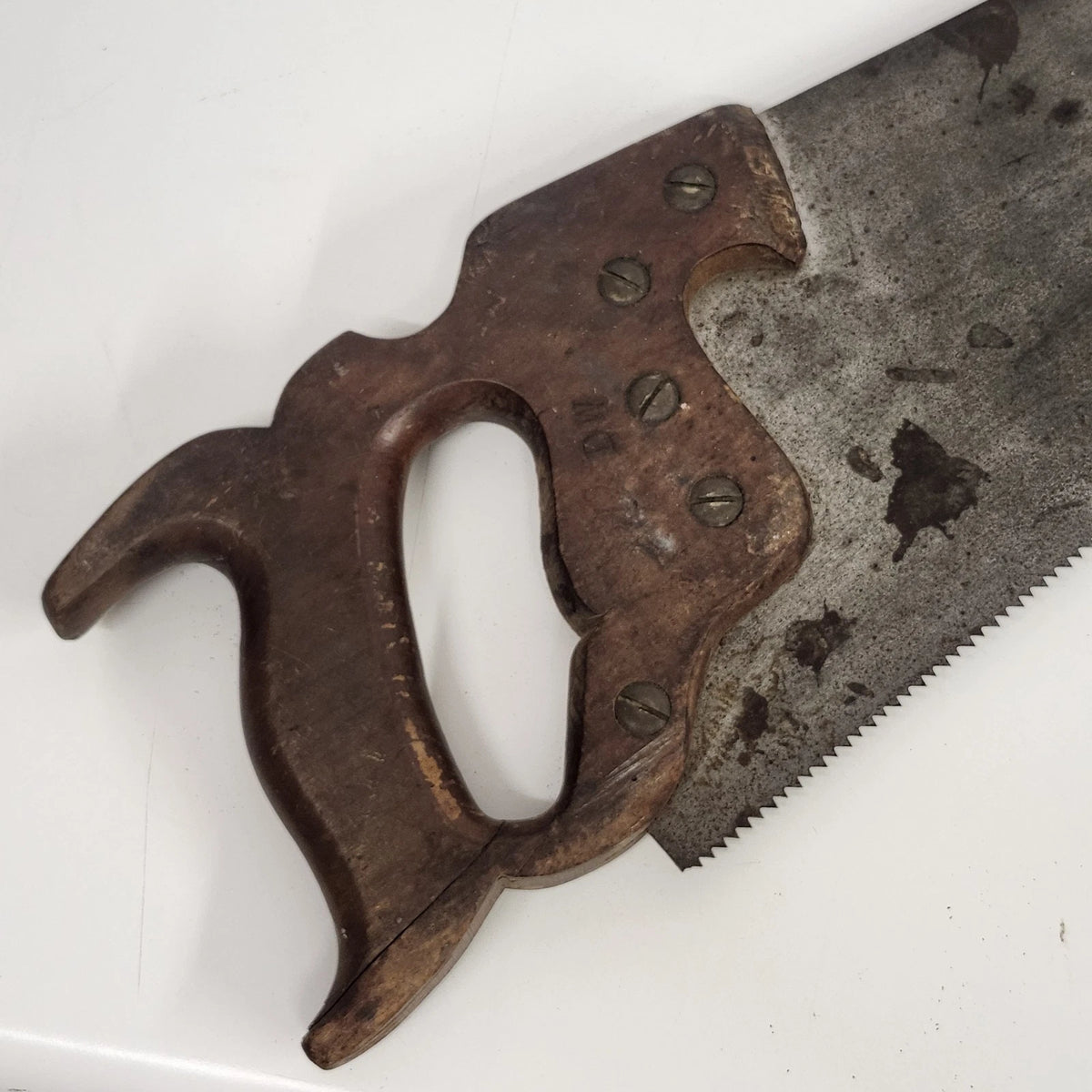 Disston 26" Crosscut Hand Saw Carved Wood Handle Carpenter Tool Vintage USA