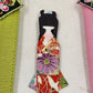 Japanese Wood Chopstick 3 Sets Kokeshi Doll Rest Butterfly Fabric Pouch Gift Vtg