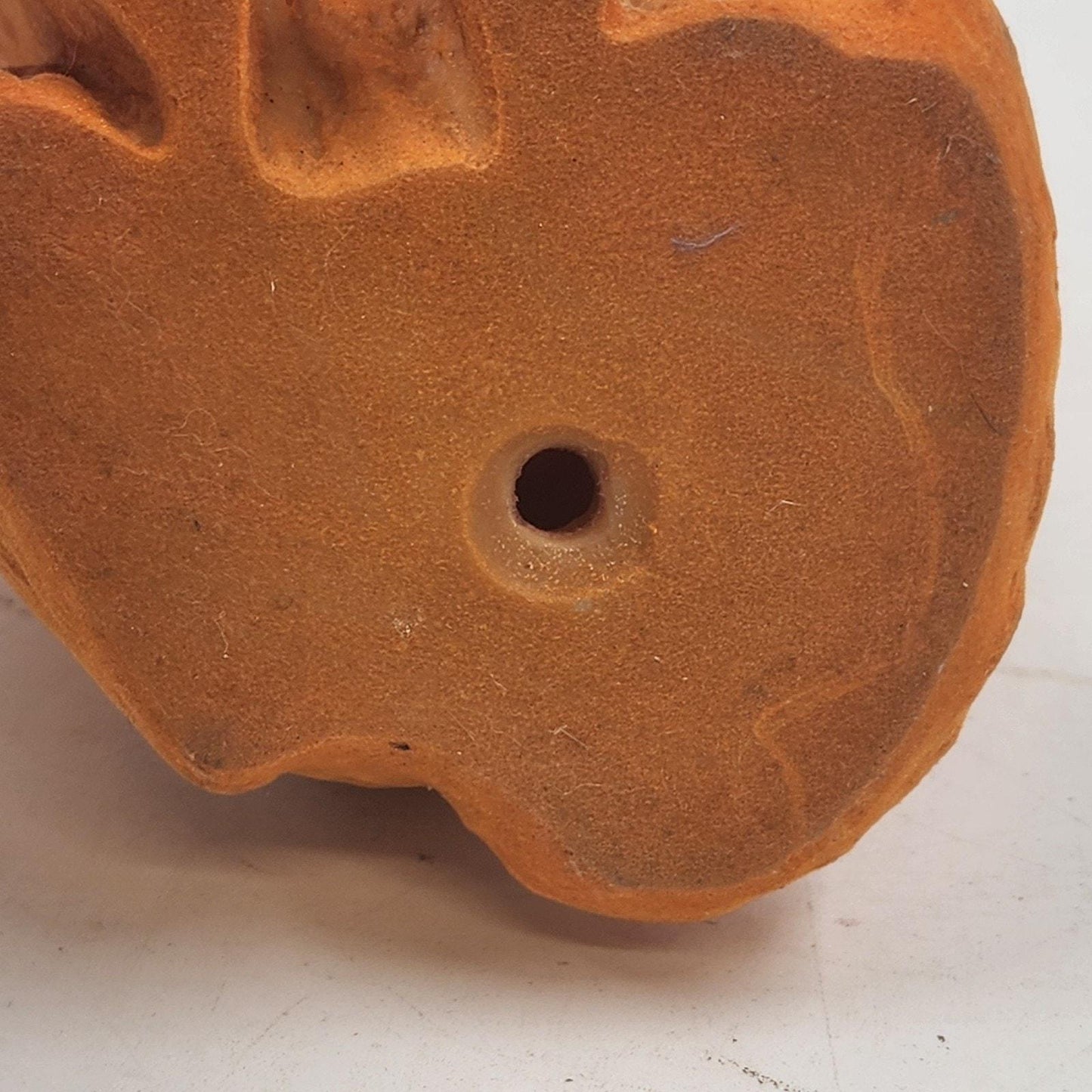 Flocked Orange Cat Figurine 7.25 Inch Fuzzy Ceramic Kitty 1960s 70s