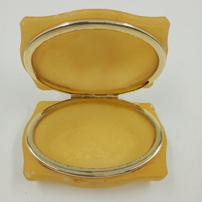 Genuine Alabaster Trinket Jewelry Box Hinged Lid 4" Hand Craft Italy George Good