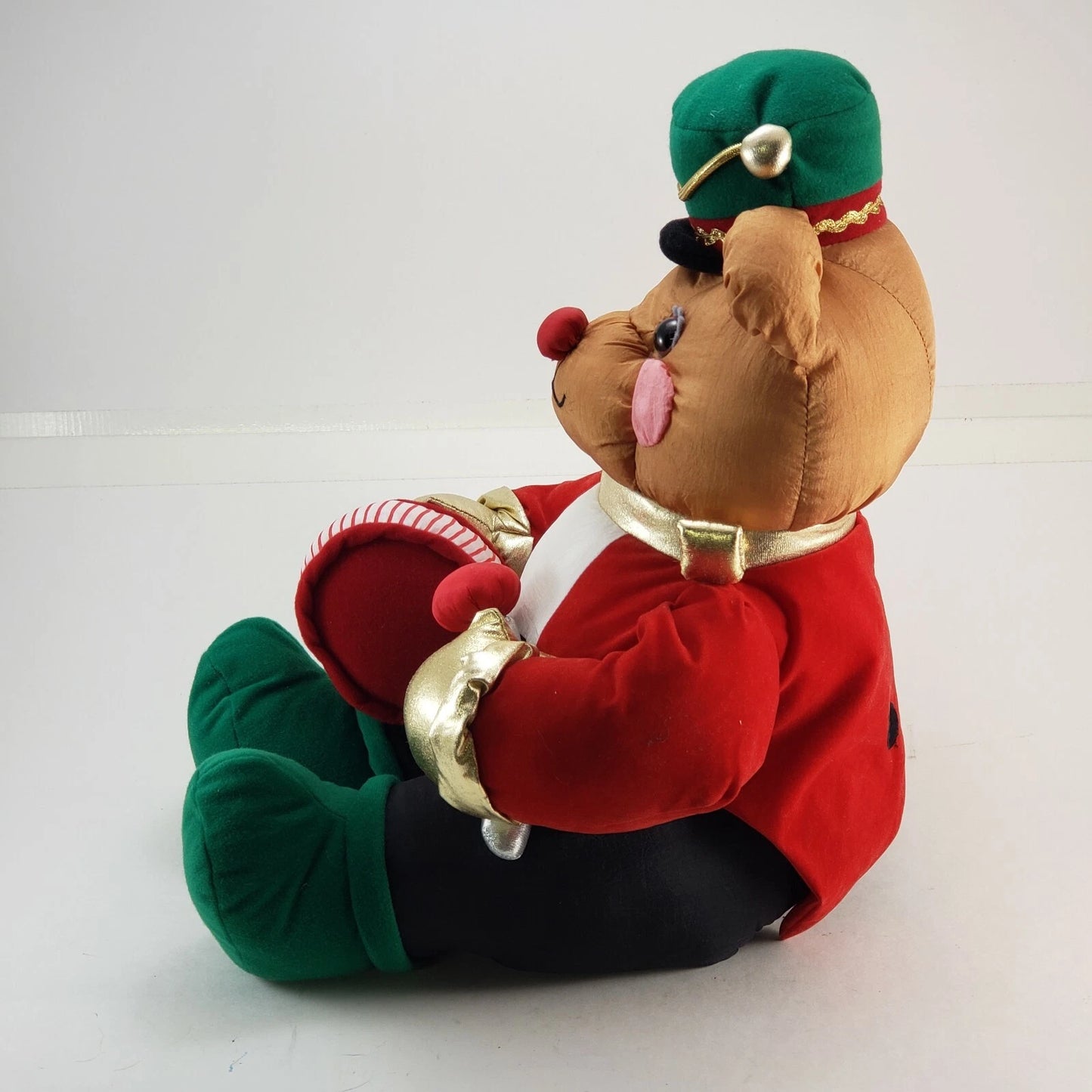 International Silver Plush Drummer Bear 16" Christmas Stuffed Toy Vintage 1994