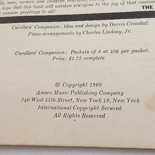 Christmas Sing Along Book for Carolers 9" x 12" Party Church Song Fest Vintage