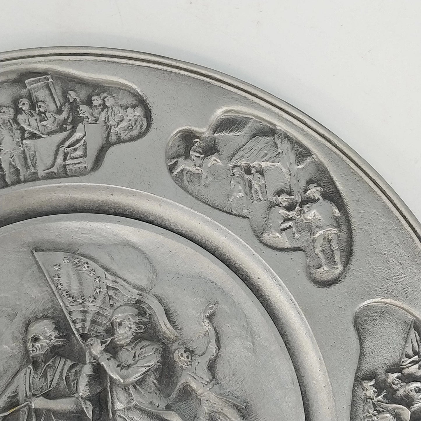 Hudson Pewter Spirit of ’76 Bicentennial Pewter Plate 9" Independence Day 1776