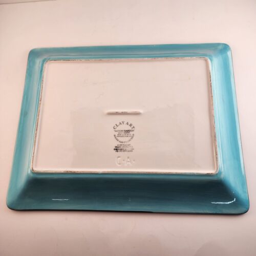 Rectangle Serving Platter MOON GARDEN by Clay Art S San Francisco 17" x 13" x 2"