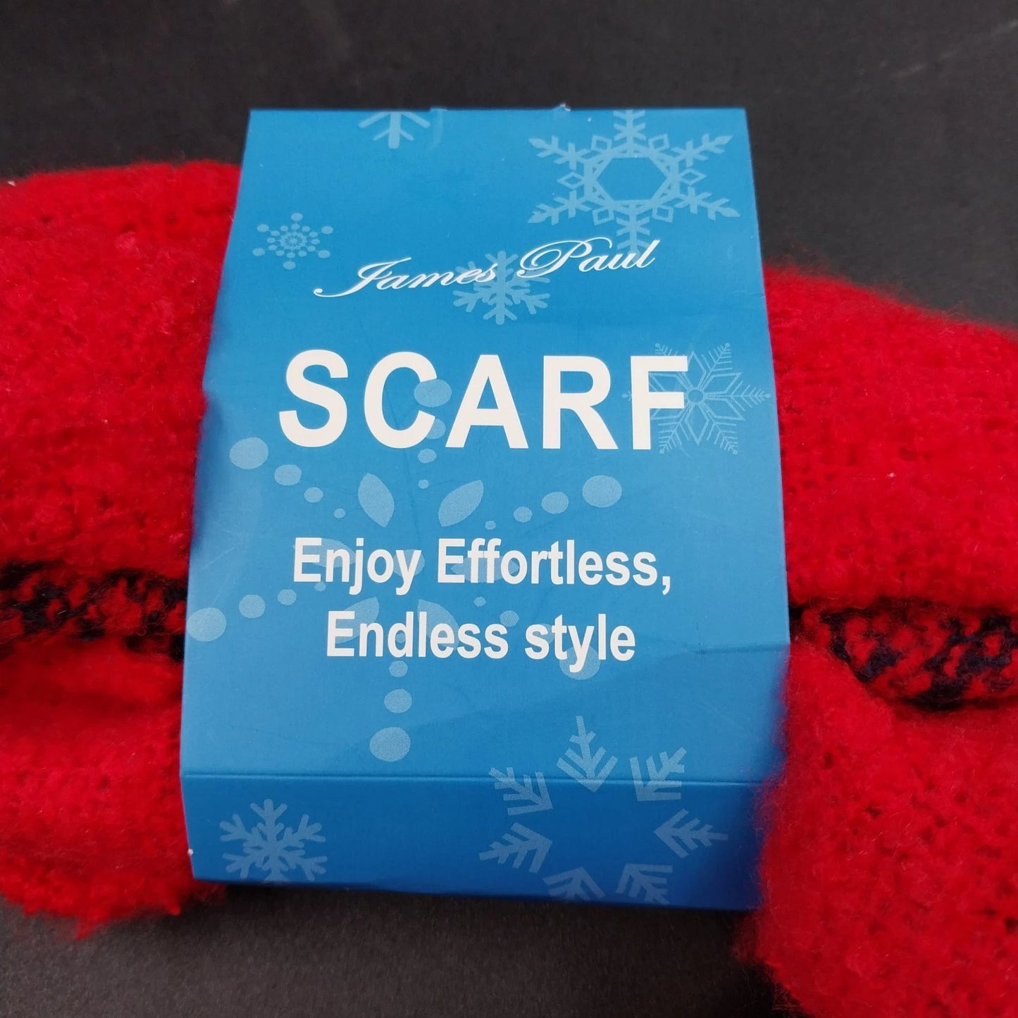 James Paul Cashmere Wool Scarf Red White Navy Striped Fringe Unisex Winter 72"