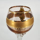 Tre Fuochi Glass Wine Goblet Murano Style Hand Blown Gold Enamel Ruby Red Jewel