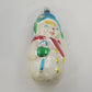 Snowman Blue Hat Red Scarf Hand Painted Blown Glass Christmas Ornament 5" Vtg