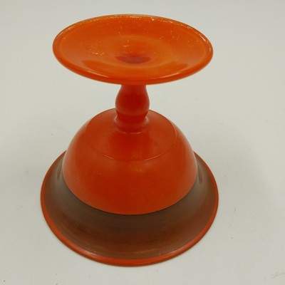 Lancaster Marguerite Orange Black Glass Pedestal Bowl Gold Gilt 1930s VTG