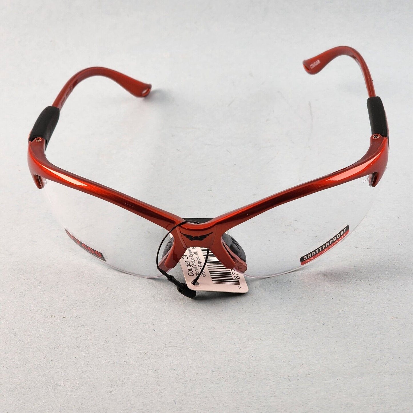 Global Vision Cougar Motorcycle Safety Glasses Orange Clear Lens