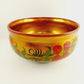 Strawberry Khokhloma Serving Bowl Wooden Gold Hand Painted Black Base Russian 8"