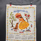 1979 Calendar Kitchen Linen Towel HAPPINESS IS Girl Petting A Dog Vintage