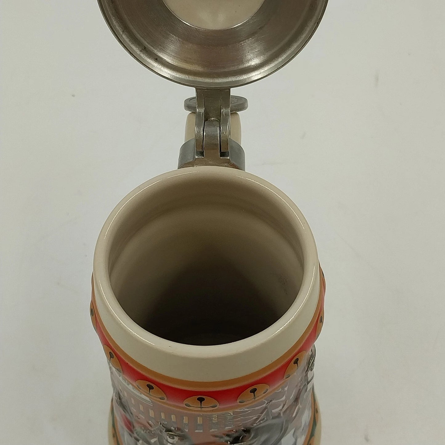 Budweiser Holiday Stein Hometown Holiday Ceramarte Clydesdales Vtg Mug Cup 1993