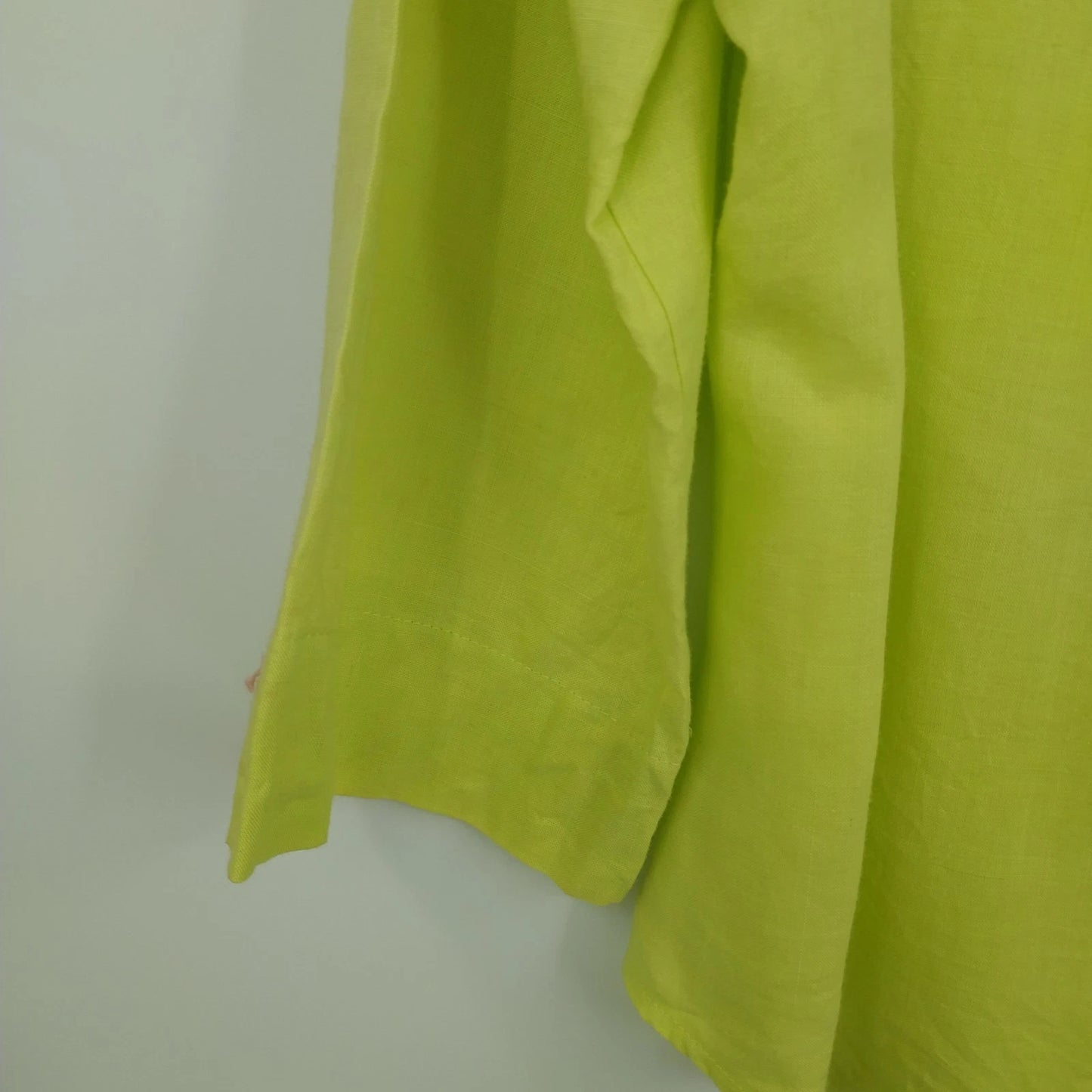 United Colors of Benetton Linen Blend Button Up Blouse Lime Green Women's Large