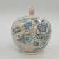 Chinese Hand Painted Porcelain Covered Bowl Pink Blue Floral Ginger Pot Jar Vtg