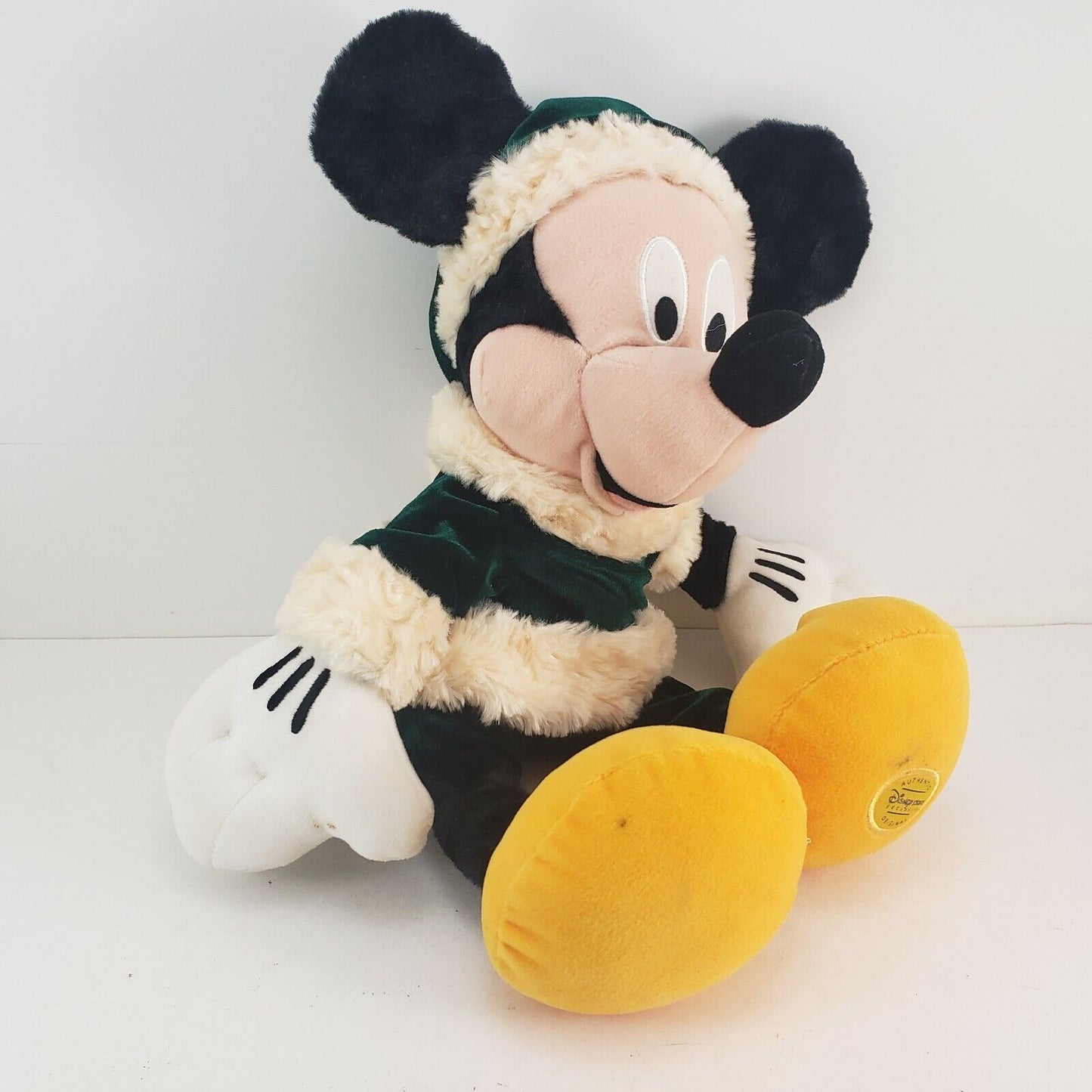 Christmas Mickey Mouse 16" Plush Green Suit Cap Disney Store Original Authentic