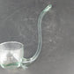 Hand Blown Glass Punch Bowl Ladle Green Tint Curved Handle 9in Large Dipper Vtg