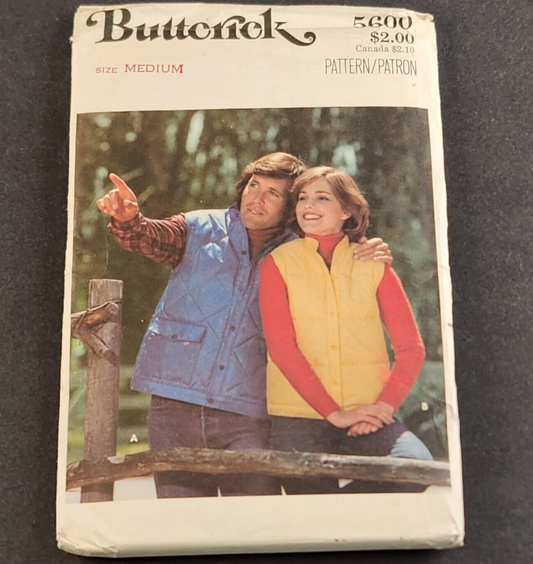 Butterick 5600 Vintage Sewing Pattern Misses Vest Size Medium