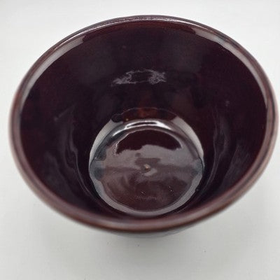 Marcrest Stoneware 1 Qt Mixing Bowl Daisy and Dot Pattern Brown Ovenproof USA