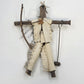 Handmade Wood Hunter Rustic Figure 7" Bow Leather Clothing Folk Art Primitive