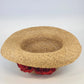 Eric Javits Luxury Squishee Sun Hat Beige Packable Woven Rose Brim Hatpin Vtg