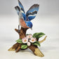 Andrea by Sadek Bluebird Figurine Pink Flowers Porcelain #6303 Japan 7" Vintage