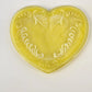 Degenhart Slag Glass Heart Trinket Dresser Box Yellow Mustard Caramel Swirl 3.5"