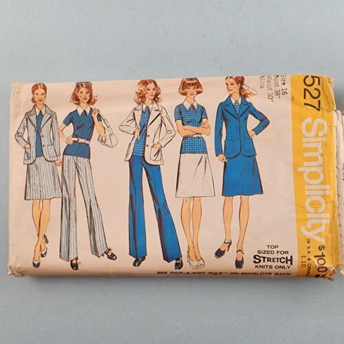 Simplicity 5527 Vintage Sewing Pattern Misses Unlined Jacket Top Skirt Pants 70s